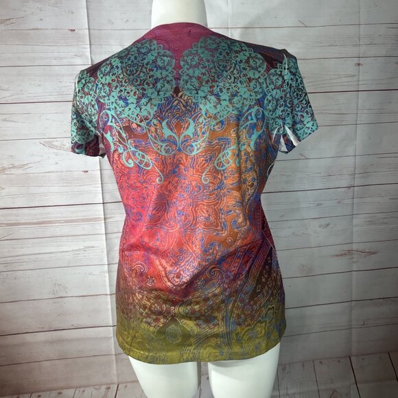 Appropriate Behavior Women's Size Large Shirt/Top Short Sleeve V-Neck Multicolor - Picture 3 of 7